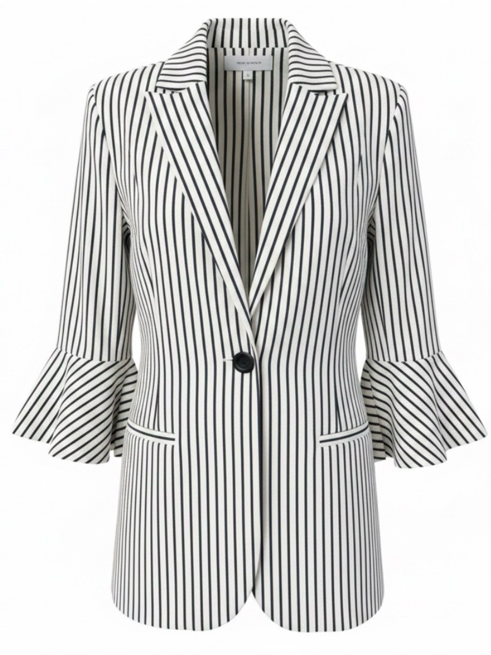 CAbi Style 5295 Striped Bell Sleeve Blazer Jacket Navy White Size 6